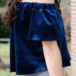 Dark Blue Velvet Off Shoulder Top